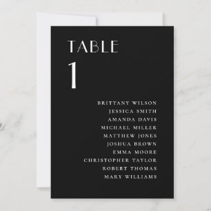Schwarzes Hochzeitssitzplan   Modern Minimalistisc Einladung