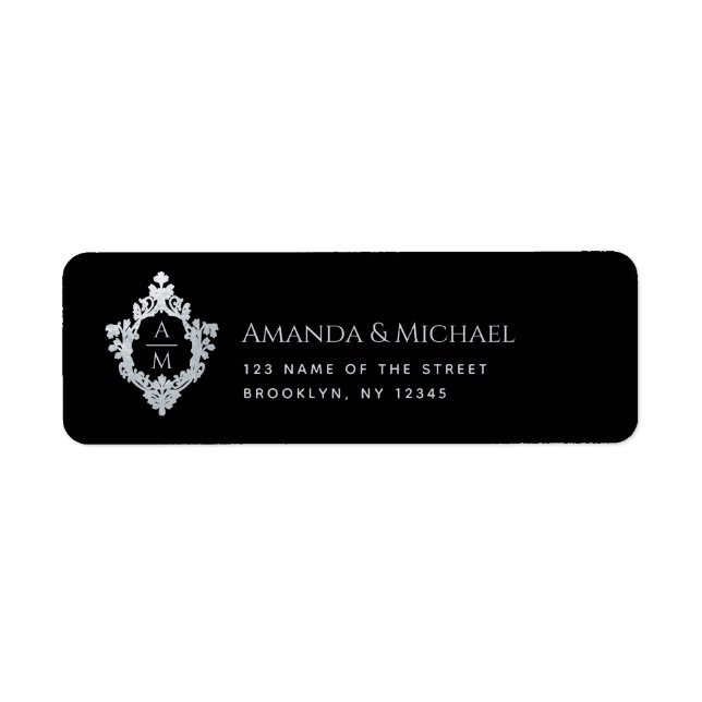 Schwarzes Hochzeitswappen-Monogramm 2 Initialen El (Vorne)