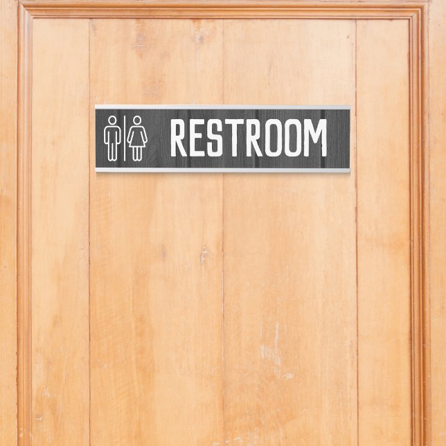 Schwarzes Holz Alle Geschlechter Familienzimmer Ba Türschild (Black Wood All Gender Family Restroom Bathroom Door Sign)
