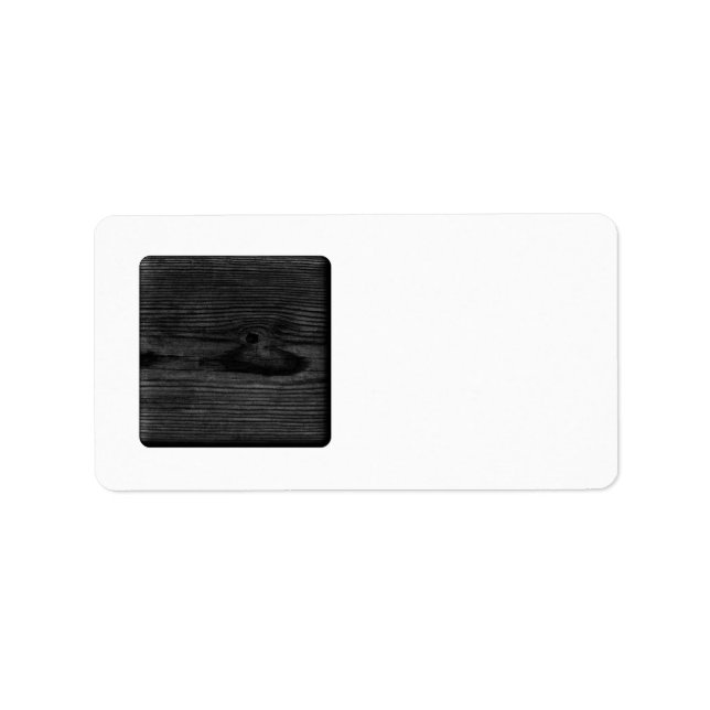 Schwarzes Holzbild. Adressaufkleber (Vorne)