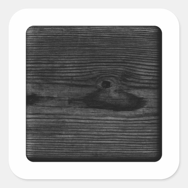 Schwarzes Holzbild. Quadratischer Aufkleber (Vorderseite)