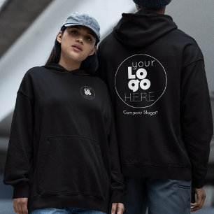 Schwarzes Hoodie mit Ihrem White Business Logo auf