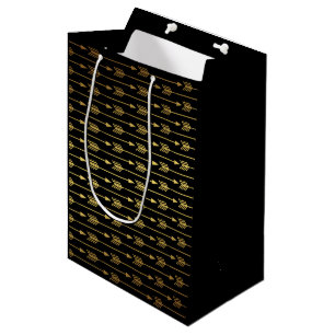 Schwarzes Imitat-Goldfolien-Pfeil-Muster Mittlere Geschenktüte