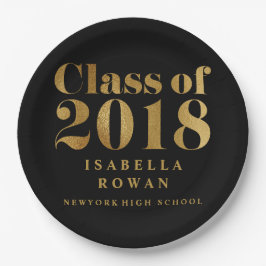 Schwarzes ImitatgoldAbschluss-Party KLASSE 2018 Pappteller