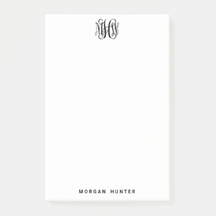Schwarzes initiales Weinreben-Schriftmonogramm DIY Post-it Klebezettel