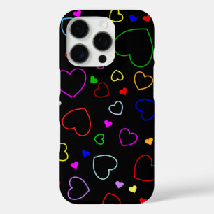 Schwarzes iPhone Cover mit vielen farbenfrohen Her