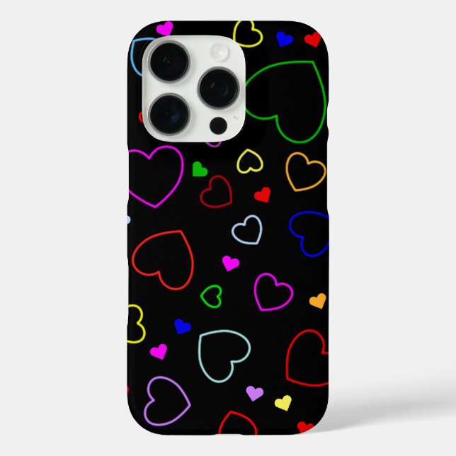Schwarzes iPhone Cover mit vielen farbenfrohen Her (Rückseite)