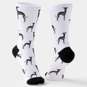 Schwarzes Italienisches Windhund süßes Cartoon-Hun Socken