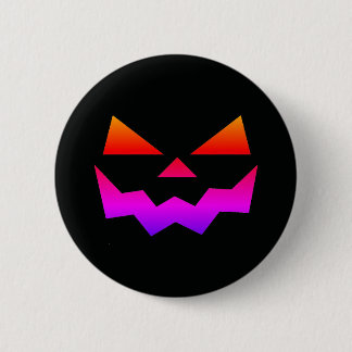 Schwarzes Jack-o-lantern-Kürbisgesicht Ombre-Farbe Button