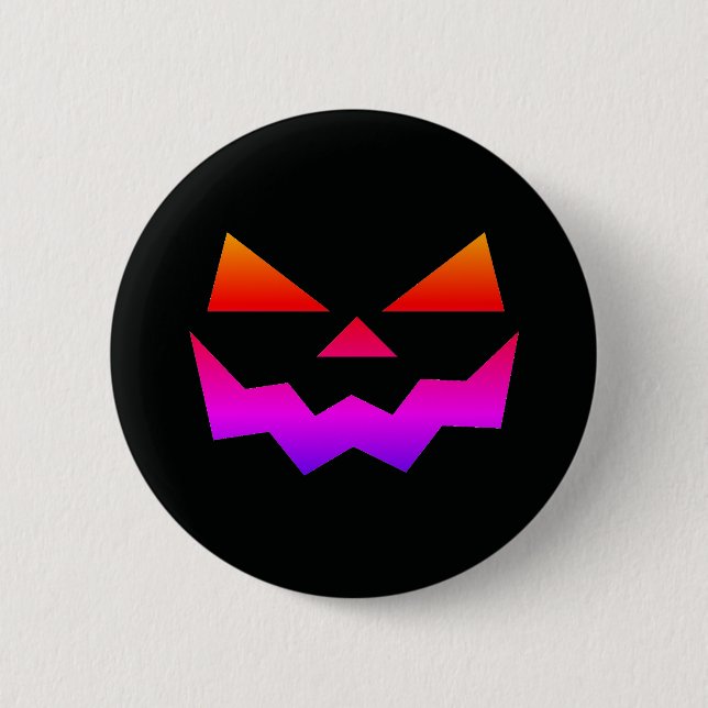 Schwarzes Jack-o-lantern-Kürbisgesicht Ombre-Farbe Button (Vorderseite)