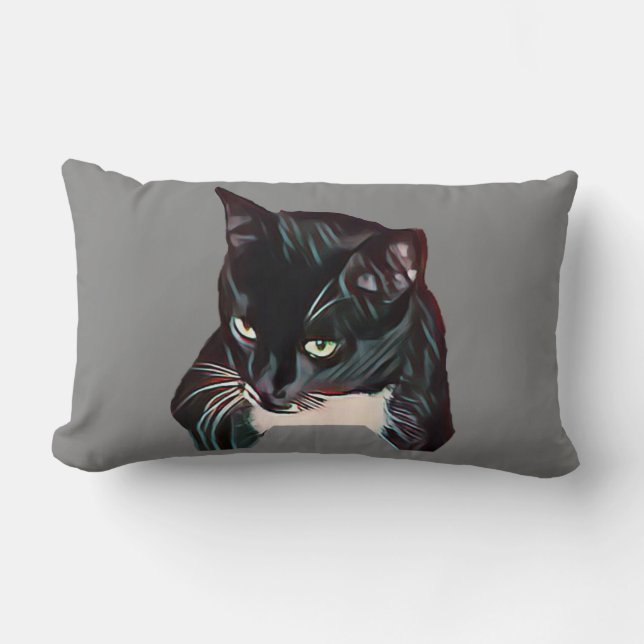 Schwarzes Jackkatzenkissen Lendenkissen (Vorderseite)