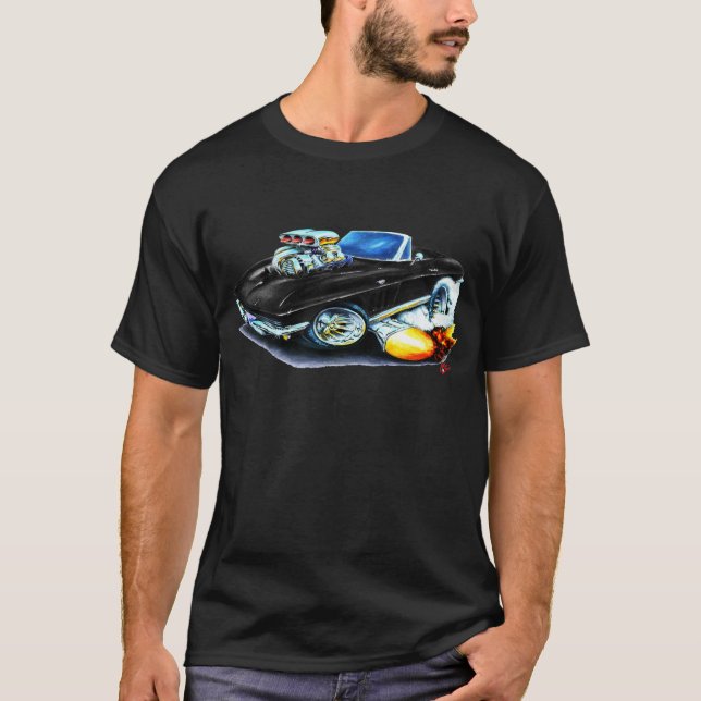Schwarzes Kabriolett 1965 Korvette T-Shirt (Vorderseite)