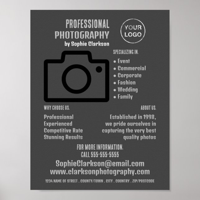 Schwarzes Kamerasymbol, Fotograf, Fotografie - Mie Poster (Vorne)