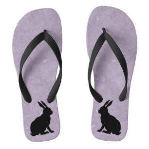 Schwarzes Kaninchen Silhouette Ostersonne Flip Flops