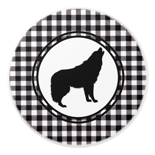 Schwarzes Karo Keramikknauf (Vorderseite)