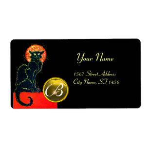SCHWARZES KATZ-HALLOWEEN-PARTY-MONOGRAMM