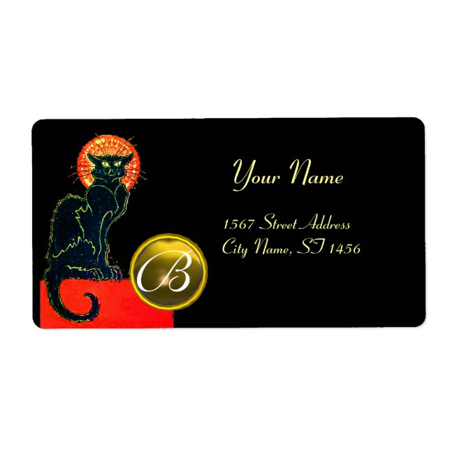 SCHWARZES KATZ-HALLOWEEN-PARTY-MONOGRAMM (Vorne)