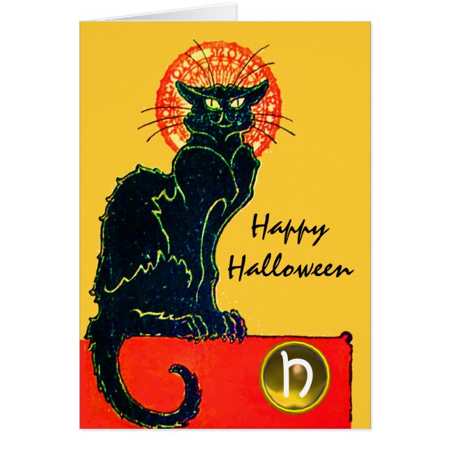 SCHWARZES KATZ-HALLOWEEN-PARTY-MONOGRAMM (Vorne)