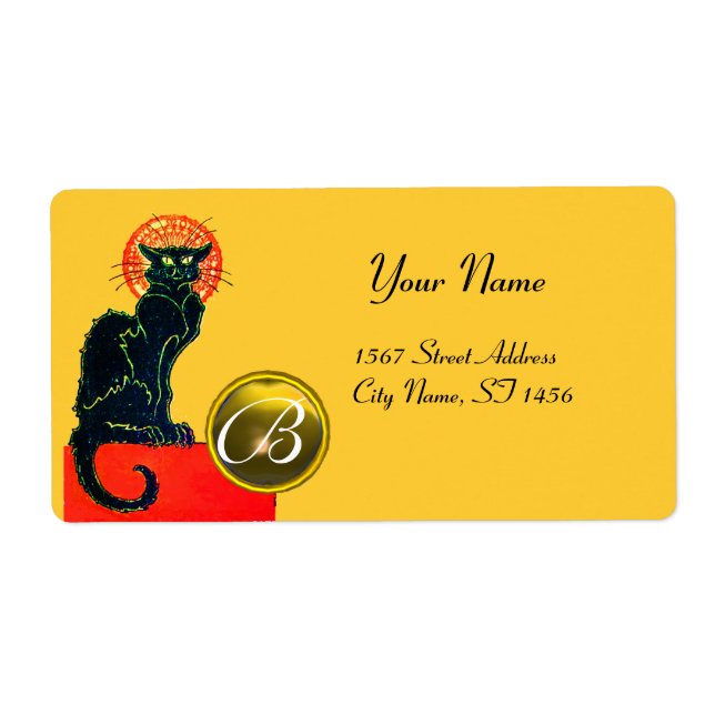 SCHWARZES KATZ-HALLOWEEN-PARTY-MONOGRAMM (Vorne)