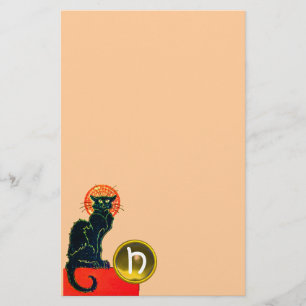 SCHWARZES KATZ-HALLOWEEN-PARTY-MONOGRAMM BRIEFPAPIER