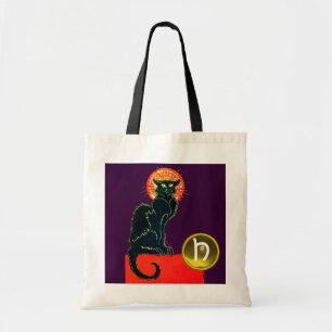 SCHWARZES KATZ-HALLOWEEN-PARTY-MONOGRAMM TRAGETASCHE