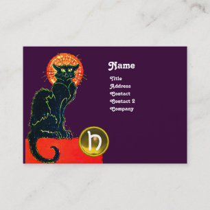 SCHWARZES KATZ-PARTY-MONOGRAMM VISITENKARTE