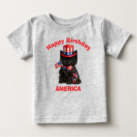 Schwarzes Kätzchen (1c) Patriotisches Kinder T-Shi