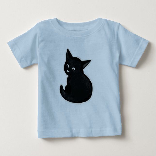 Schwarzes Kätzchen Baby T-shirt (Vorderseite)