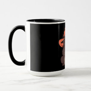 Schwarzes Kätzchen Hexe Halloween Design Tasse