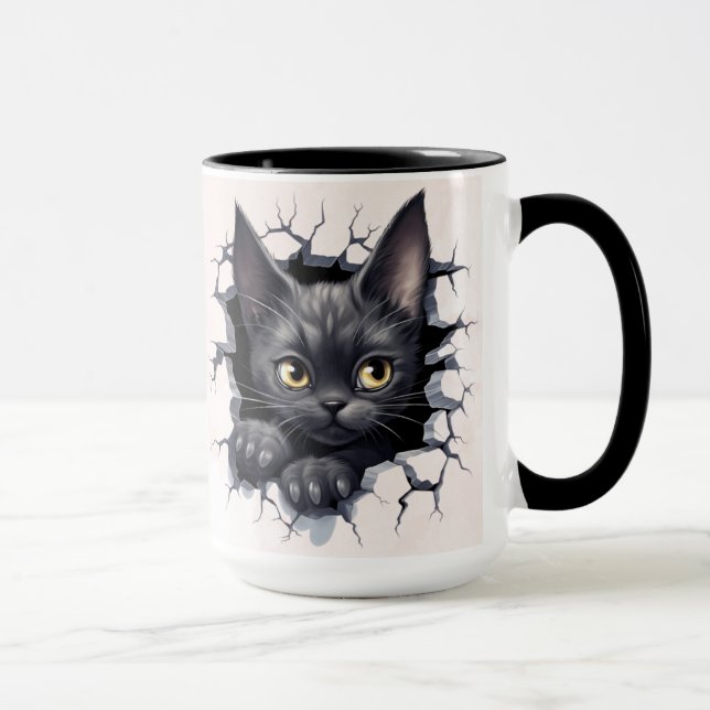 Schwarzes Kätzchen in der Wand Tasse (Rechts)