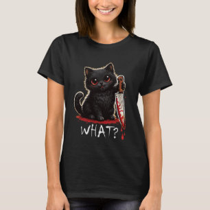 Schwarzes Kätzchen Was Katze Süß Gruseliger Humor T-Shirt