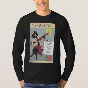 Schwarzes Katze Herren dunkles langärmeliges T-Shi T-Shirt