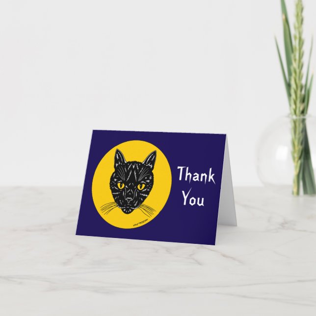 Schwarzes Katzen Gesicht Dankeskarte (Vorderseite)