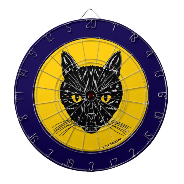 Schwarzes Katzen Gesicht Dartscheibe (vorne)