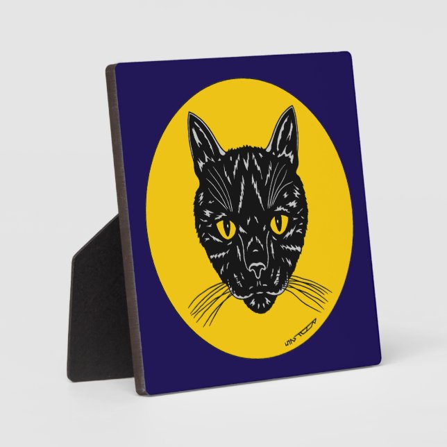 Schwarzes Katzen Gesicht Fotoplatte (Vorderseite)