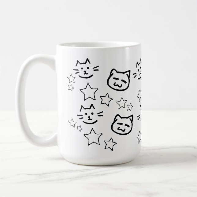 Schwarzes Katzen-Gesicht Kaffeetasse (Links)