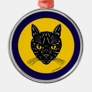 Schwarzes Katzen Gesicht Ornament Aus Metall