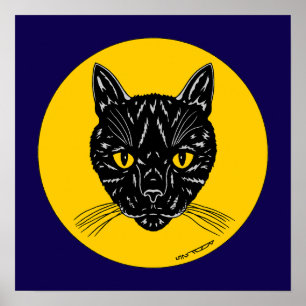 Schwarzes Katzen Gesicht Poster