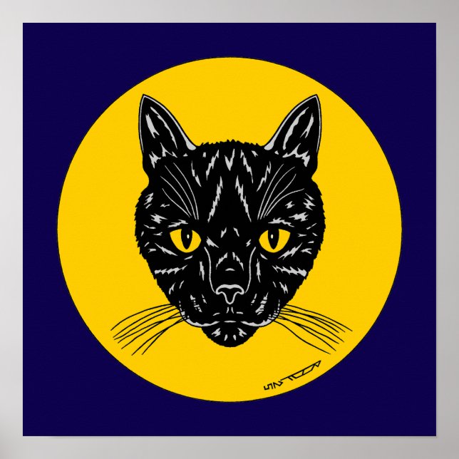 Schwarzes Katzen Gesicht Poster (Vorne)