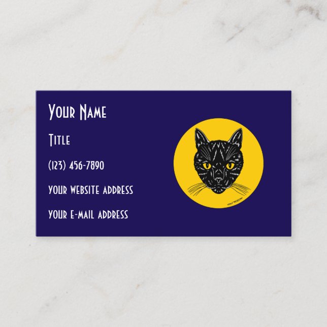 Schwarzes Katzen Gesicht Visitenkarte (Vorderseite)