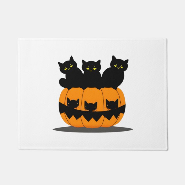 Schwarzes Katzen Halloween Fußmatte (Vorderseite)