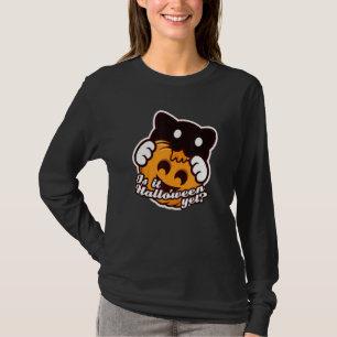 Schwarzes Katzen Halloween-Kostüm für weibliche Pu T-Shirt