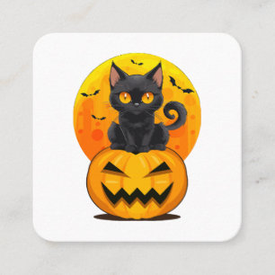 Schwarzes Katzen-Kürbis-Halloween-Kostüm Quadratische Visitenkarte