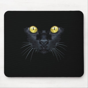 Schwarzes Katzen-Shirt Halloween Gruselige Gelbe A Mousepad