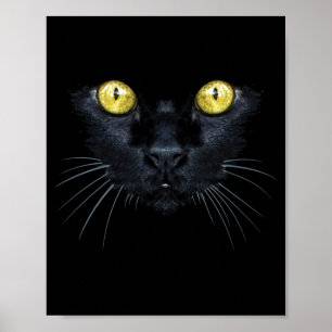 Schwarzes Katzen-Shirt Halloween Gruselige Gelbe A Poster
