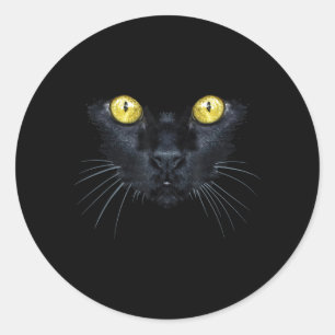 Schwarzes Katzen-Shirt Halloween Gruselige Gelbe A Runder Aufkleber