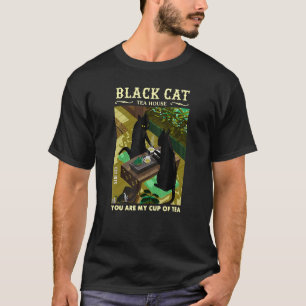 Schwarzes Katzen Teehaus japanische Teezeremonie T-Shirt