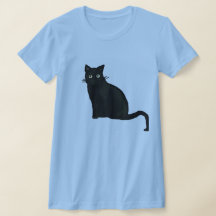 Schwarzes Katzen-V-Ausschnitt-T-Shirt für Frauen