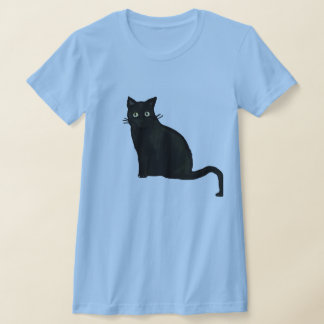 Schwarzes Katzen-V-Ausschnitt-T-Shirt für Frauen T-Shirt