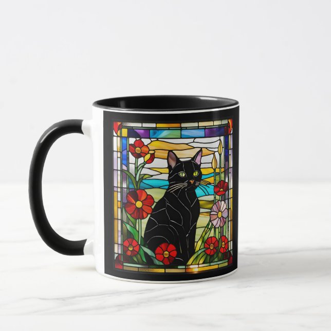 Schwarzes Katzenglas Tasse (Links)